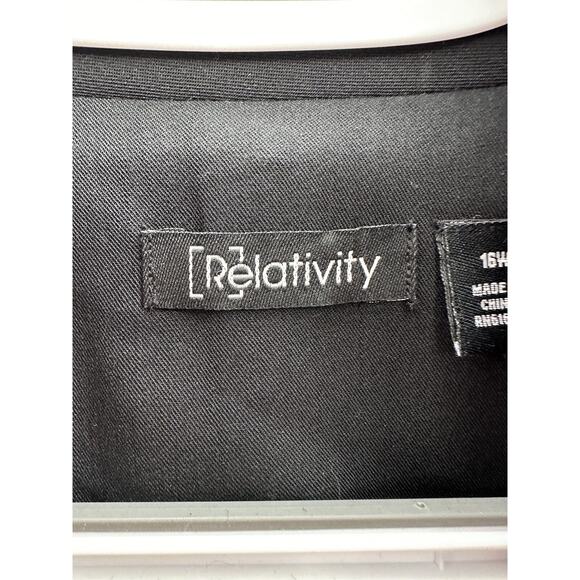 Relativity Womens Blazer Plus Size 16W Black Single Button Up Collared - Picture 8 of 16